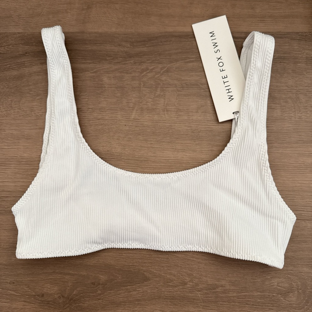 White Fox Boutique White Ribbed Bikini Top
